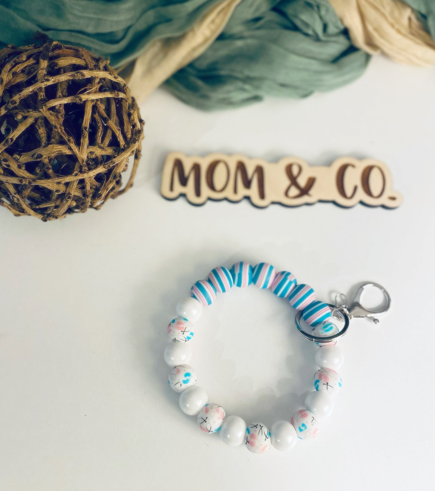Baby Blanket 1 Bead Wristlet Keychain