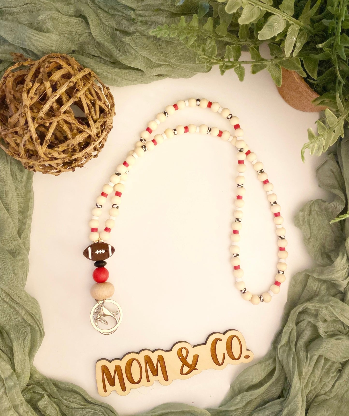 Football Wooden Lanyard