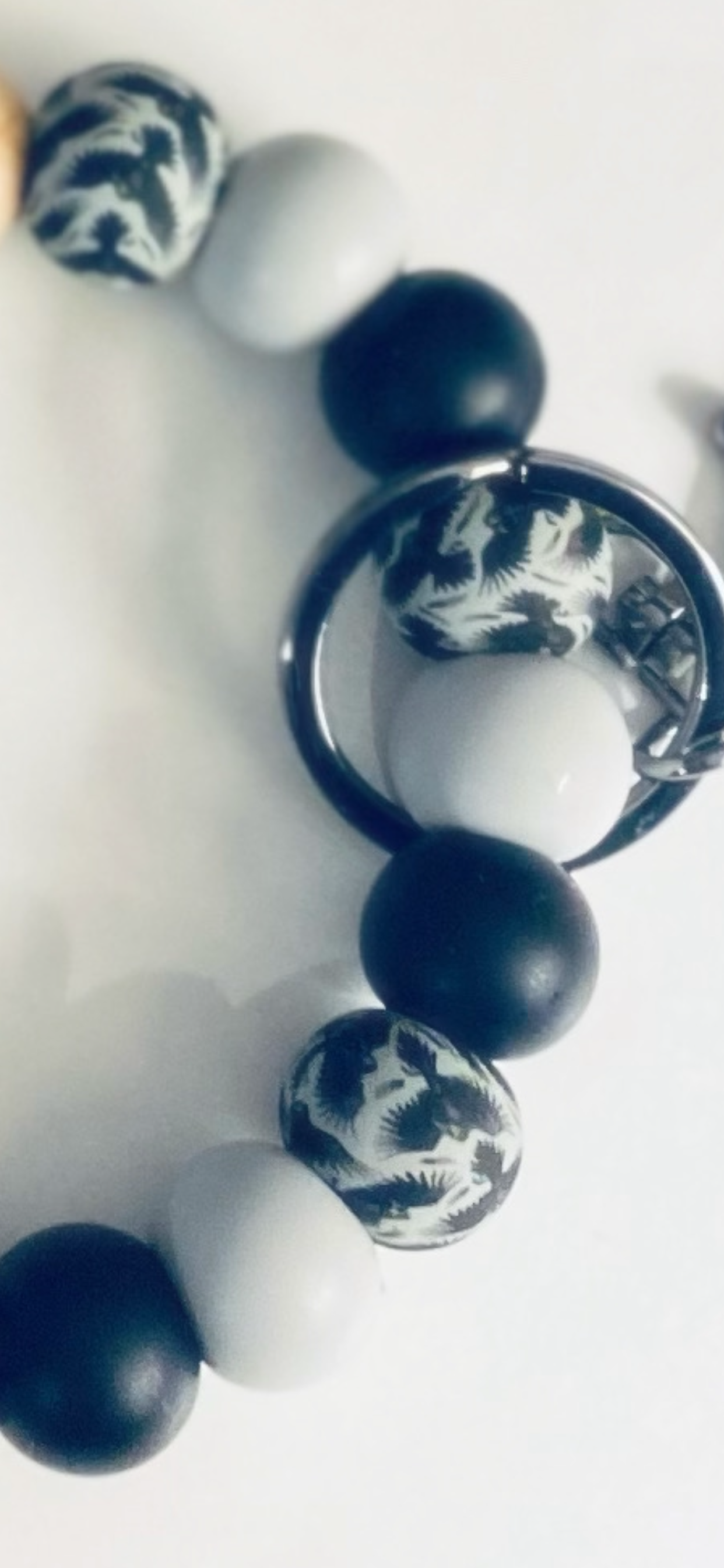 Raven Silicone Bead Wristlet Keychain