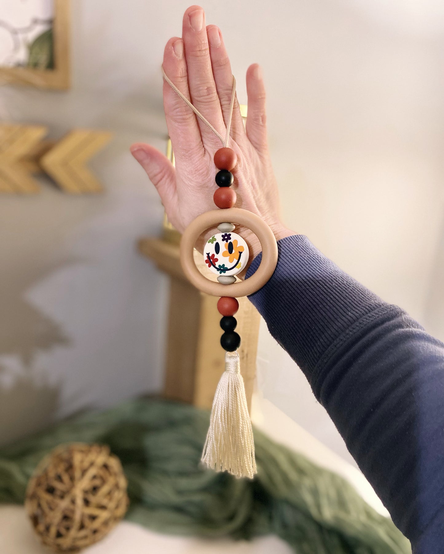 Hippie Smiley Face Car Charm