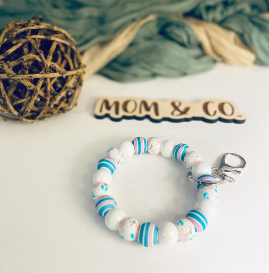 Baby Blanket 2 Silicone Bead Wristlet Keychain