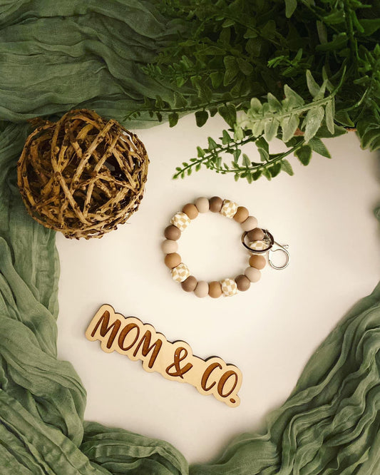 Neutrals Silicone Bead Wristlet Keychain