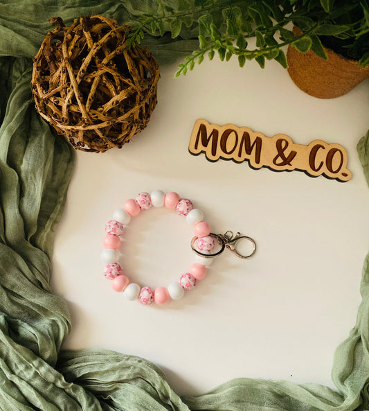 Pumpkin / Breast Cancer Silicone Bead Wristlet Keychain