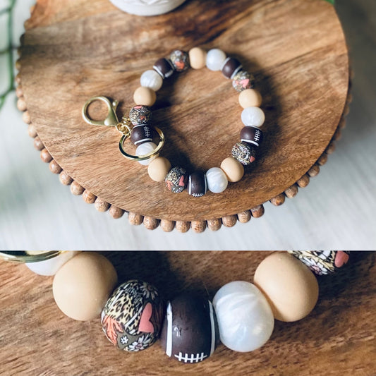 Football Season Silicone Bead Wristlet Keychain