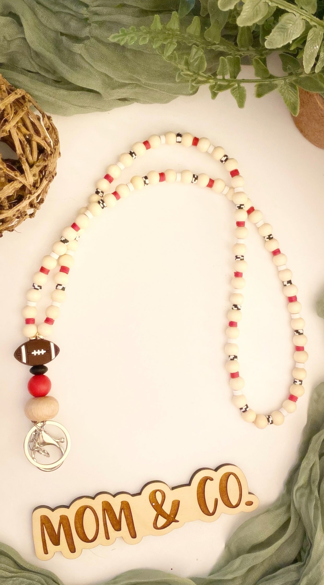 Football Wooden Lanyard